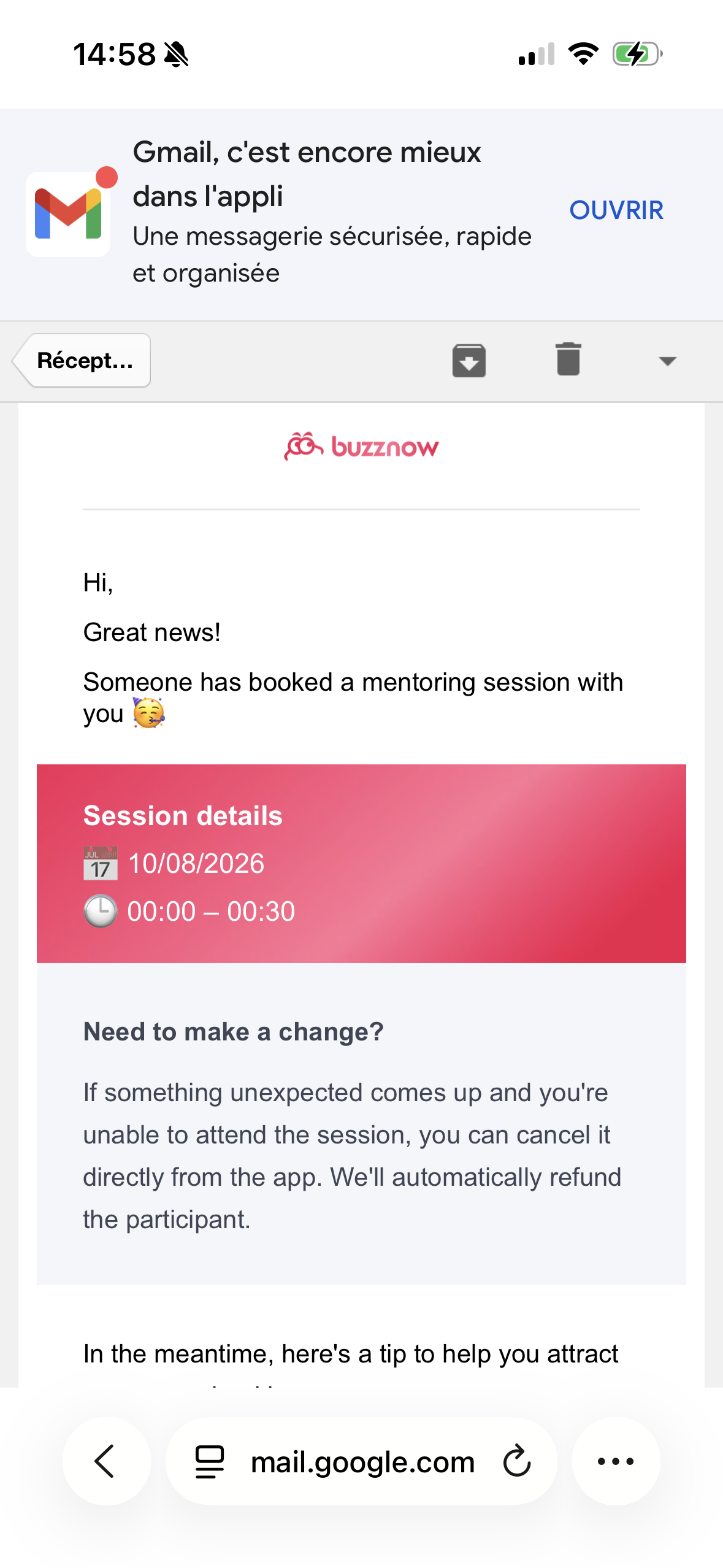 Booking Policy Details Email